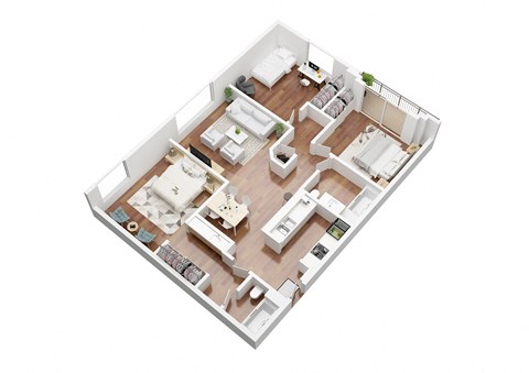 Floor plan for 3 beds, 2 baths, 1200 sqft
